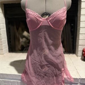 Vintage Victoria's Secret Pink Mesh Chemise